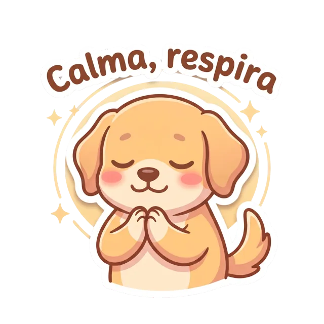 Figurinha de Golden Retriever chibi: Calma, respira